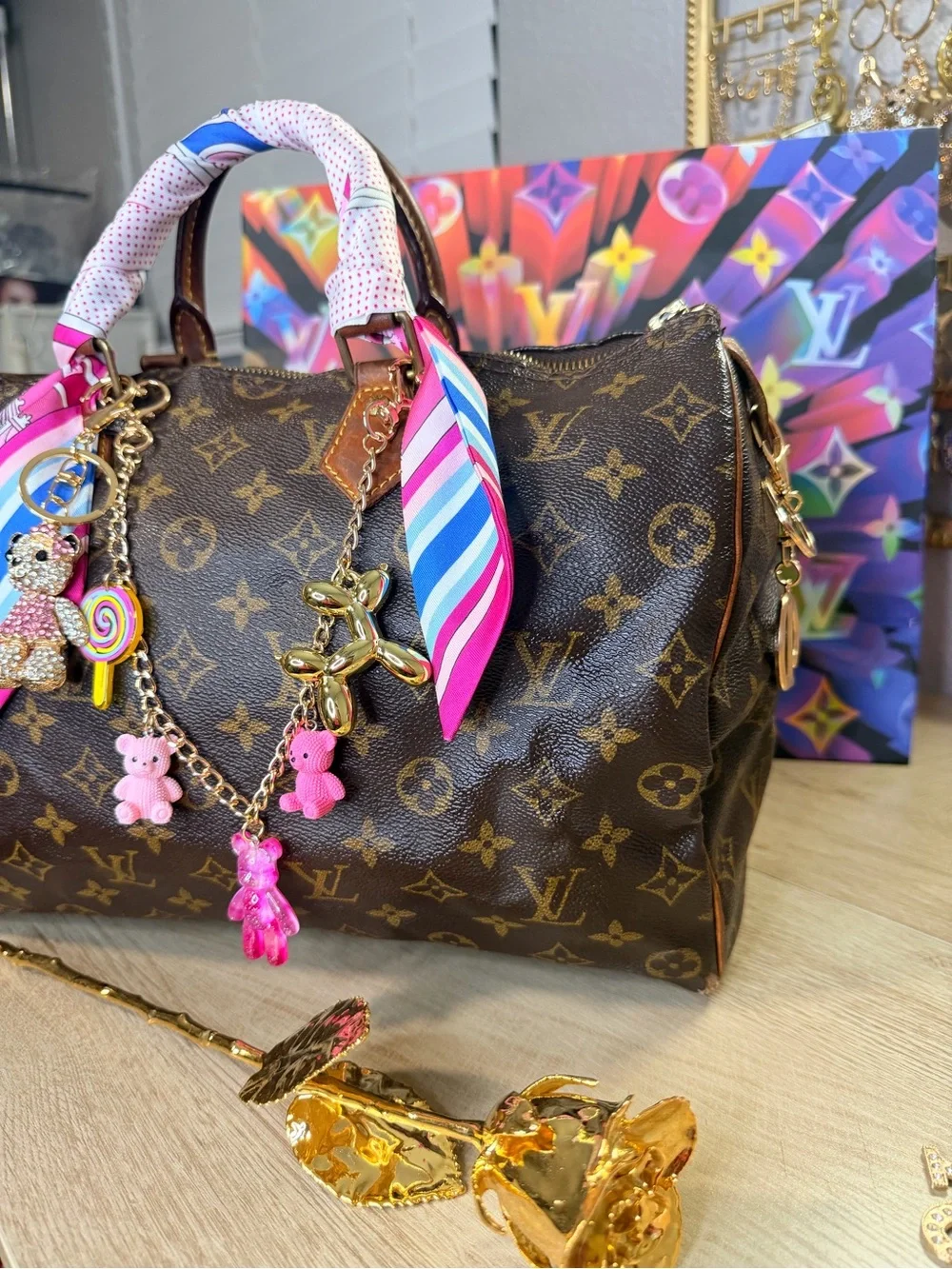Bag Chain + Charm and Twilly